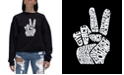LA Pop Art Women's Word Art Crewneck Peace Fingers Sweatshirt